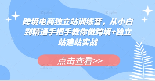 跨境电商独立站训练营，从小白到精通手把手教你做跨境+独立站建站实战跨境电商独立站训练营，从小白到精通手把手教你做跨境+独立站建站实战共研网创-网赚项目-副业赚钱-互联网创业-资源整合-共研赋能共研网创社